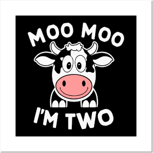 I'm Two 2nd Birthday Cow Farm Theme Party 2 Year Old Toddler Posters and Art